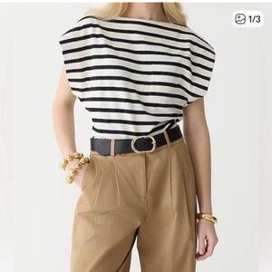 J. Crew boatneck mariner muscle tee Black and White Striped